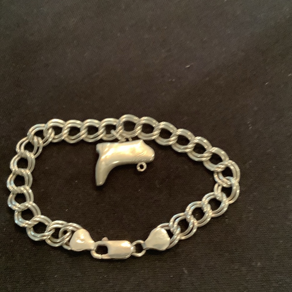 Silver Chain Bracelet with Cowboy Boot Charm